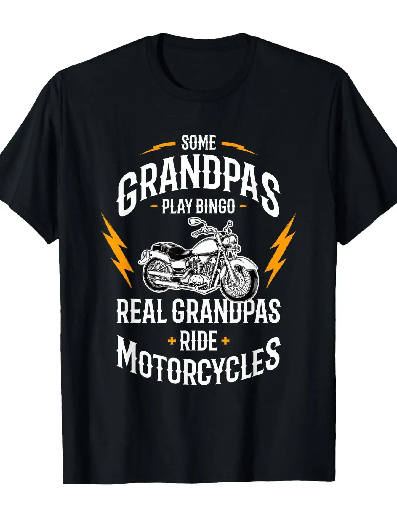 Funny Motorcycle T-Shirt - Real Grandpas Ride Motorcycles , Humorous Gift for  Grandpa, Round Neck Casual Summer Wear,  Apparel