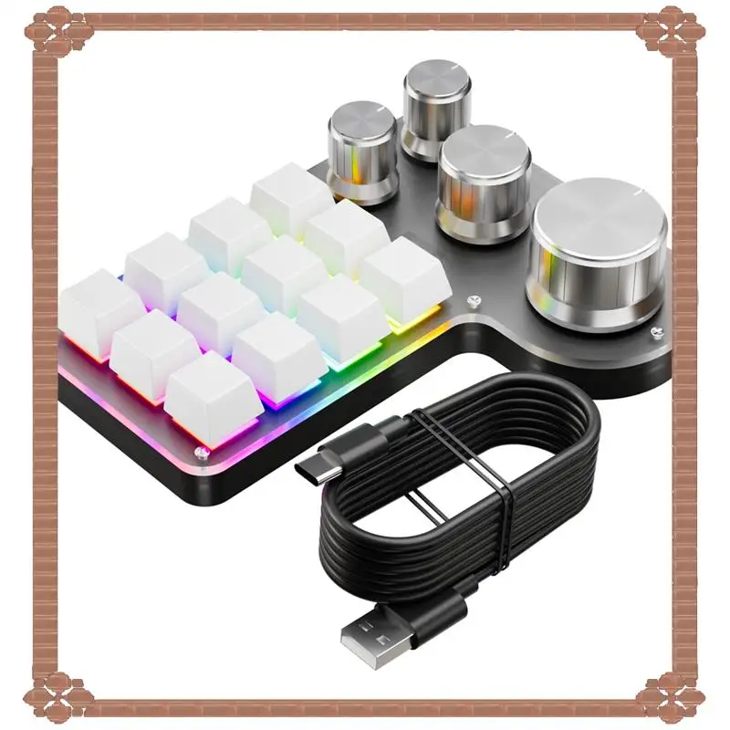 24-Hour Delivery Mini Custom Keyboard 12 Keys 4 Knobs RGB BT Mechanical Keyboard Hotswap Programming Macro Gaming Keypad