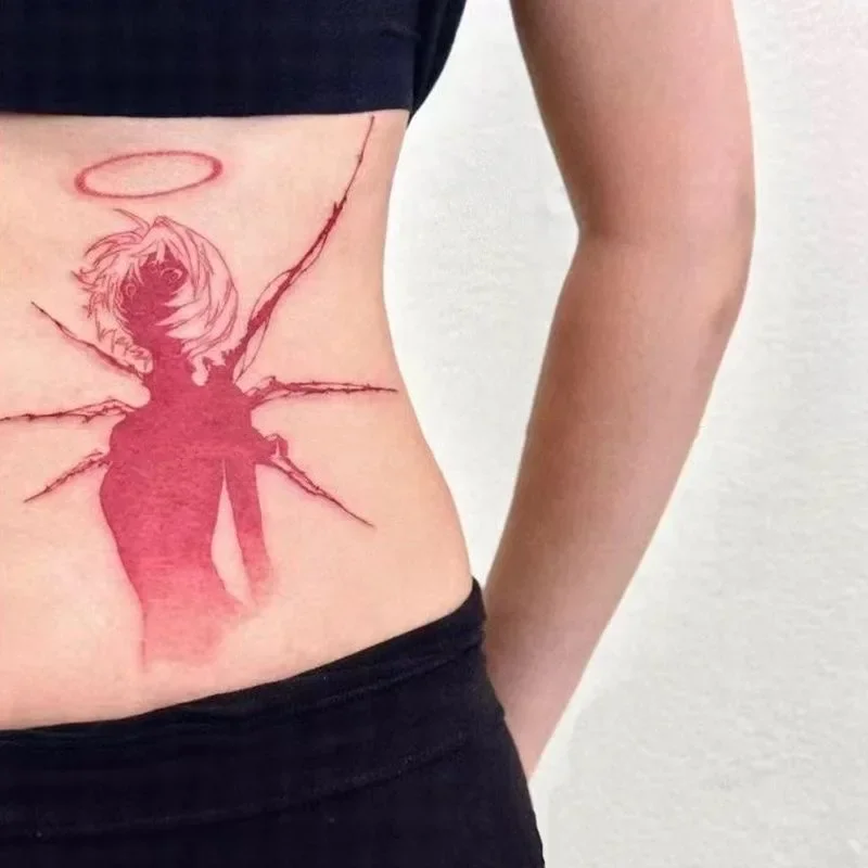 

Anime Red Halo Angel Girl Temporary Tattoos Cartoon Waterproof Fake Tattoo Sticker Arm Body Art Transfer Tatoo for Woman Man