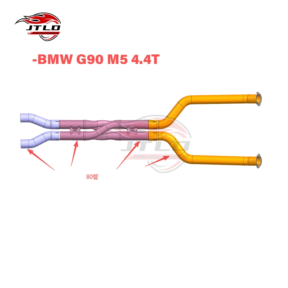 Picture 4: SS304 Stainless Steel 80mm Dual Mid Pipe For BMW M5 G90 V8 Turbo 2025-2026, High Flow Racing Link Pipe, Direct Fit