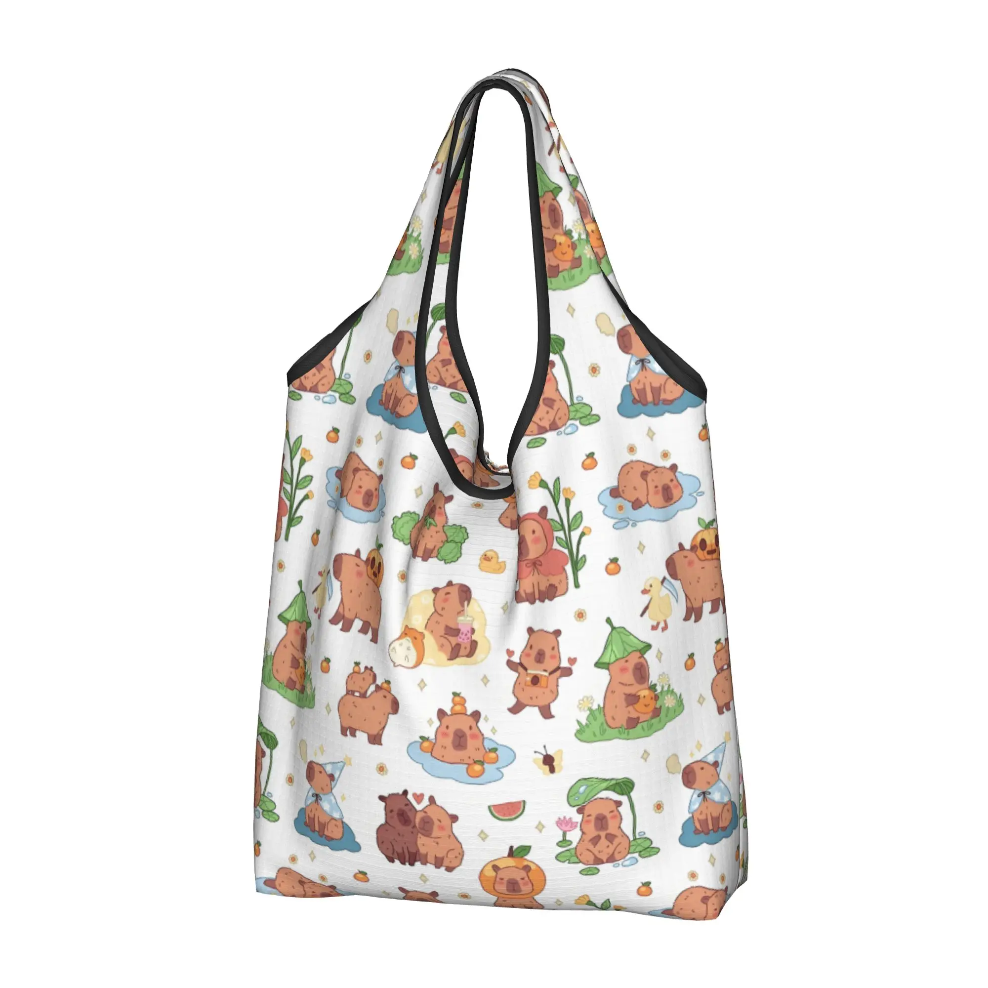 Fashion Print Funny Colourful Creative Capybara Printed  Tote Shopping Bag Portable Shopper Shoulder  Handbag