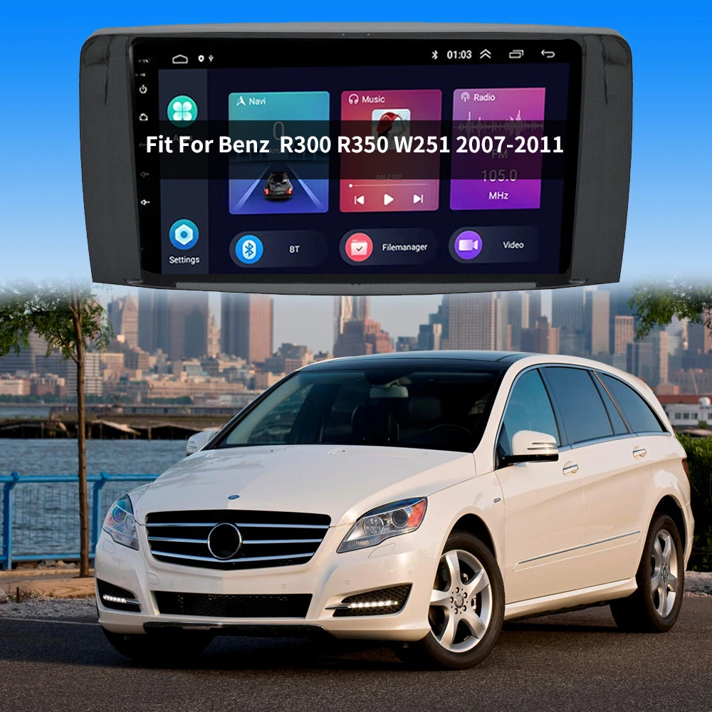 Car Stereo Radio Fascia For Benz R-Class R300 R350 W251 2007 2008 2009 2020 2011 GPS Navigation Frame Panel Trim Car Accessories