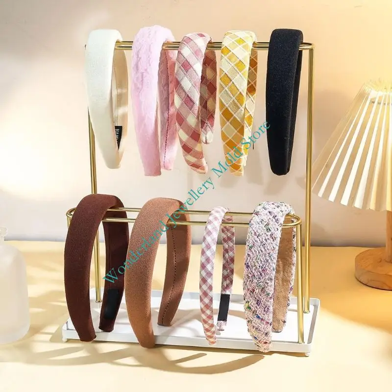 Double Layer Metal Jewelry Display Stand Storage Hairband Rack Metal Texture Suitable for Necklaces Hair Clip and Accessories