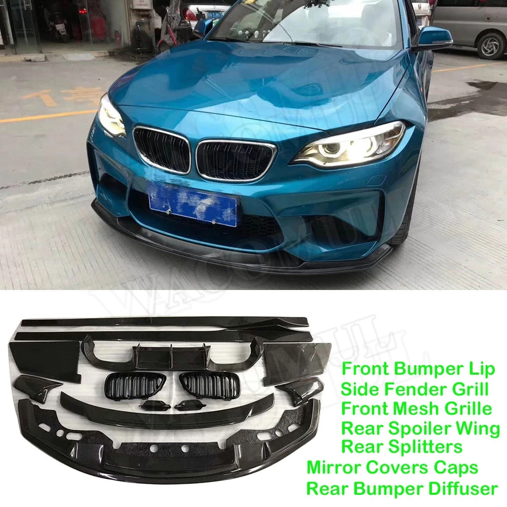 

VACOMUL Carbon Fiber Front Lip Side Skirts Rear Diffuser Rear Spoiler Wing Bumper Grill Cover for BMW F87 M2 2015-2018 BodyKit