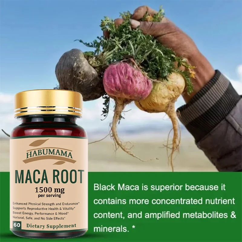 American Maca+Ginseng Capsule 60 Tablets 100% Pure Non-GMo Supports Reproductive Health Natural Energizer