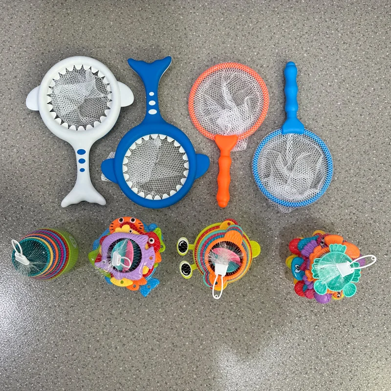 

Blue Children's Fishing Net Play Water Toy Fishing Catch Cartoon Shark Fishing Toy