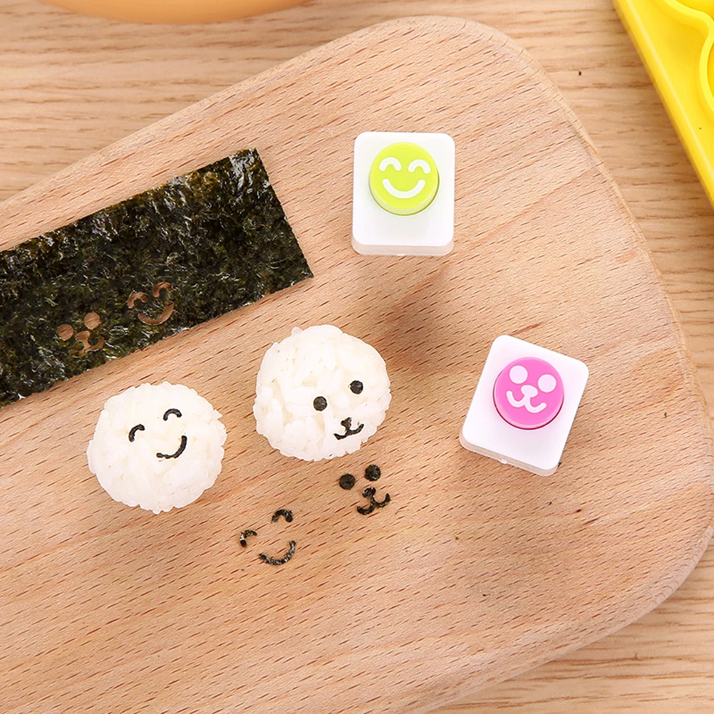

Rice Ball Making Kit for Kids 1 Small Spoon 2 Seaweed Embossing Molds Sushi Ball Mold Safe Odorless Plastic Design