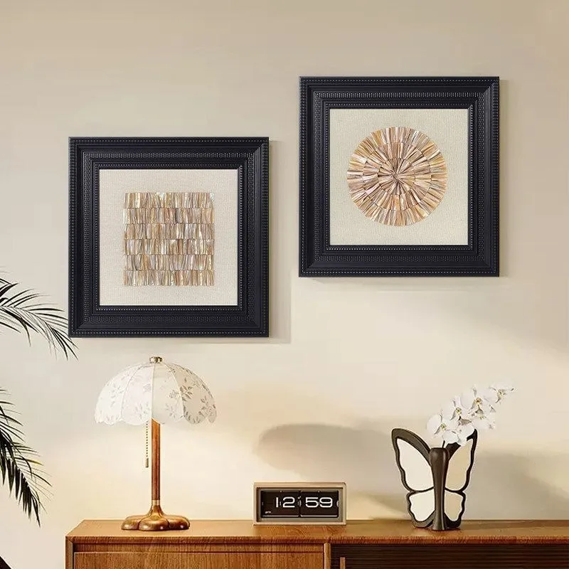 Natural Shell Decoration Painting Handmade Retro Paintings Living Room Luxury Wall Framed Painting Art Creative Design Ornament