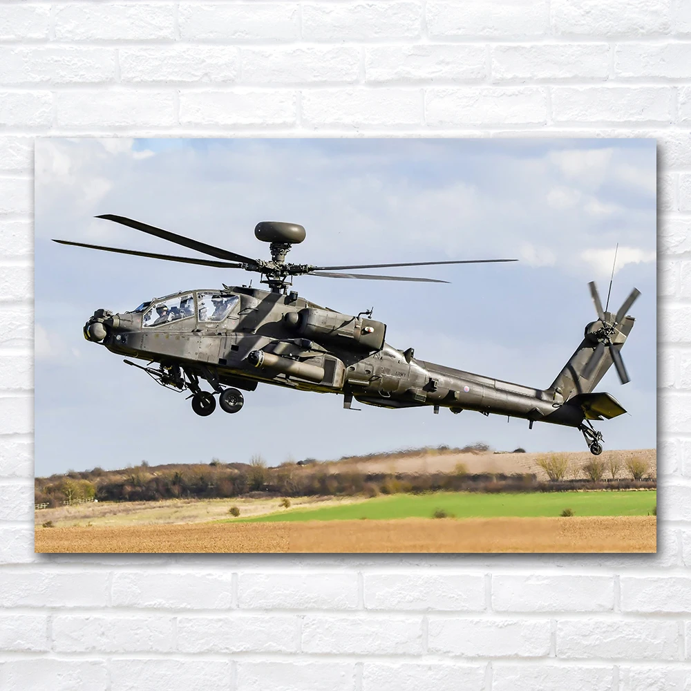 AH-64 Apache Attack Helicopter Poster Aircraft Picture Canvas Print Painting Wall Art For Home Room Decor
