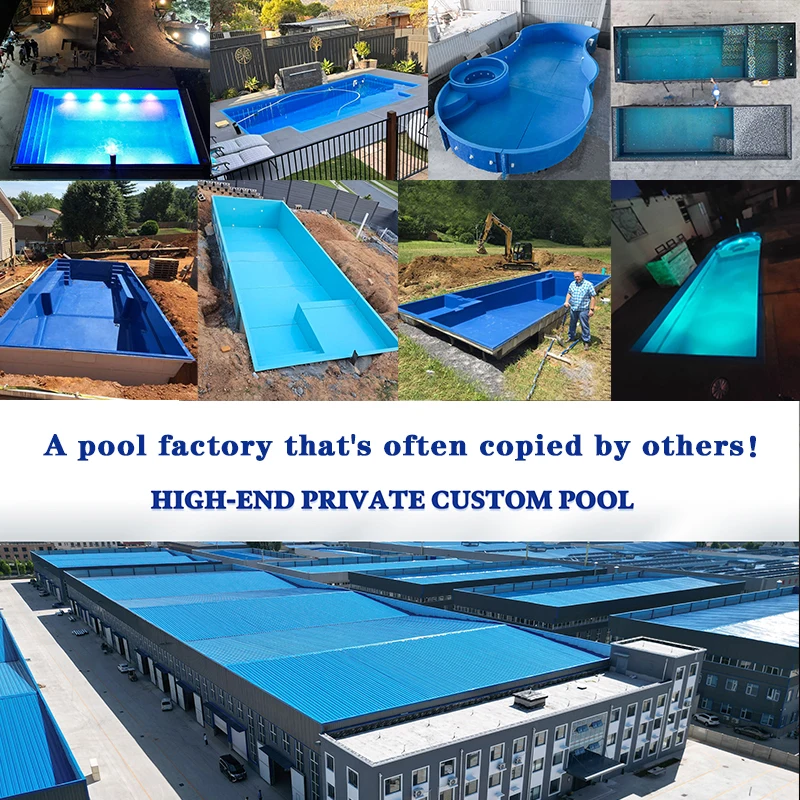 Piscina de fibra de vidrio para exteriores, piscina familiar de gran tamaño, Spa, diseño de jacuzzi, carcasa de Frp, piscina empotrada de lujo prefabricada