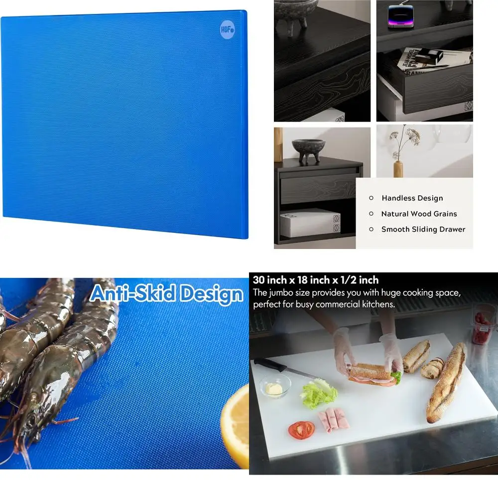 

Blue Colored Commercial Plastic Chopping Boards, 30x18x0.5 Inches, Anti-Slip Surface, Dishwasher Safe, Kitchen Use