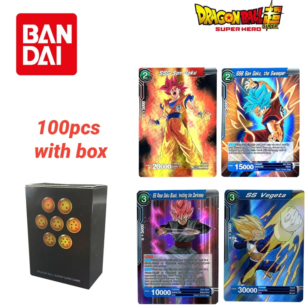 50-100pcs Dragon Ball Flash Cards Son Goku Vegeta IV Frieza Blue Saiyan TCG Anime Game Original Rare Collectible Gift Bandai