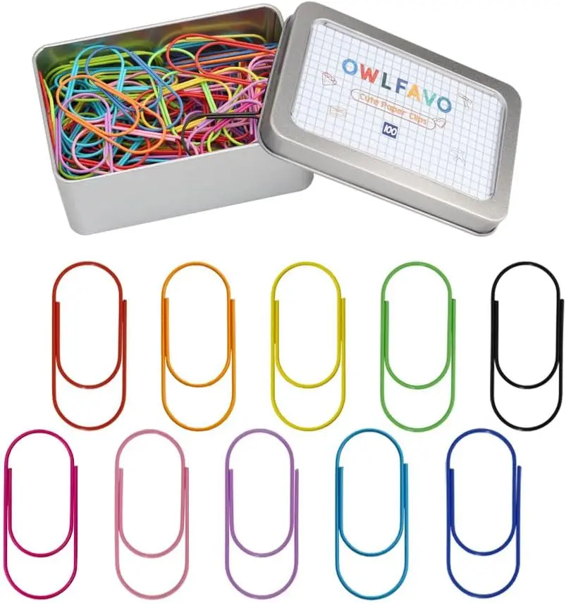 

100pcs 2 inch Jumbo Paper Clips with Storage Box, 10 Colors, Cute Paperclips for Office Supplies, School Gifts, Wedding Decoration