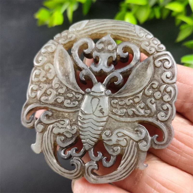 Xiuyu Carved Hollow Gold Cicada Cicada Jade Pendant High Ancient Jade Butterfly