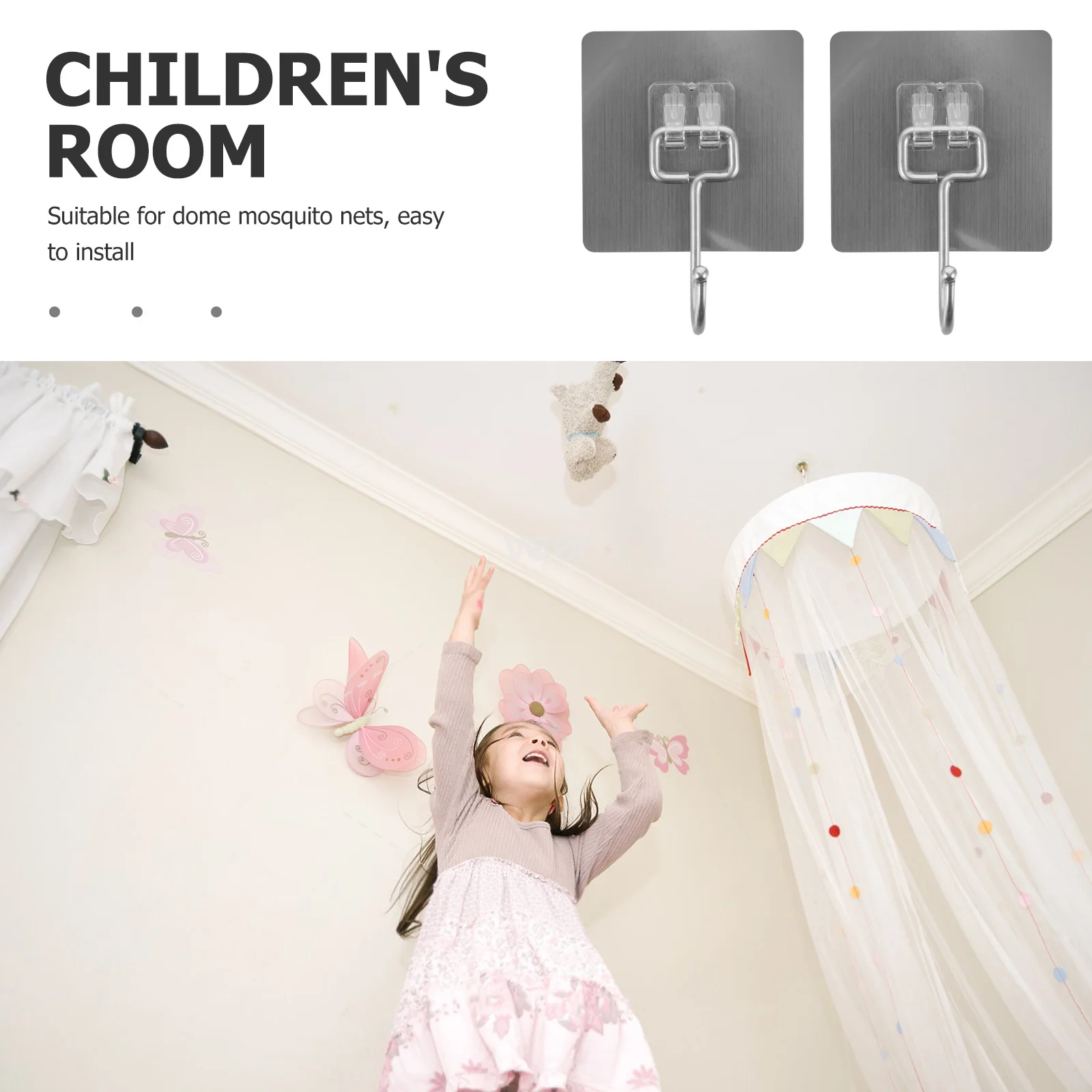 

5pcs Mosquito Net Hooks Stainless Steel Bed Canopy Hook Sticky Ceiling Dome Canopy Hangers Replacement For Home Decor Adhesive