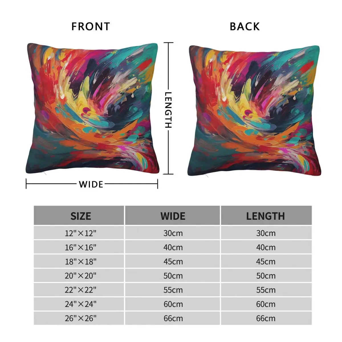 Vibrant Brush Strokes Square Pillowcase Polyester Linen Velvet Creative Zip Decorative Throw Pillow Case Sofa Cushion Cover
