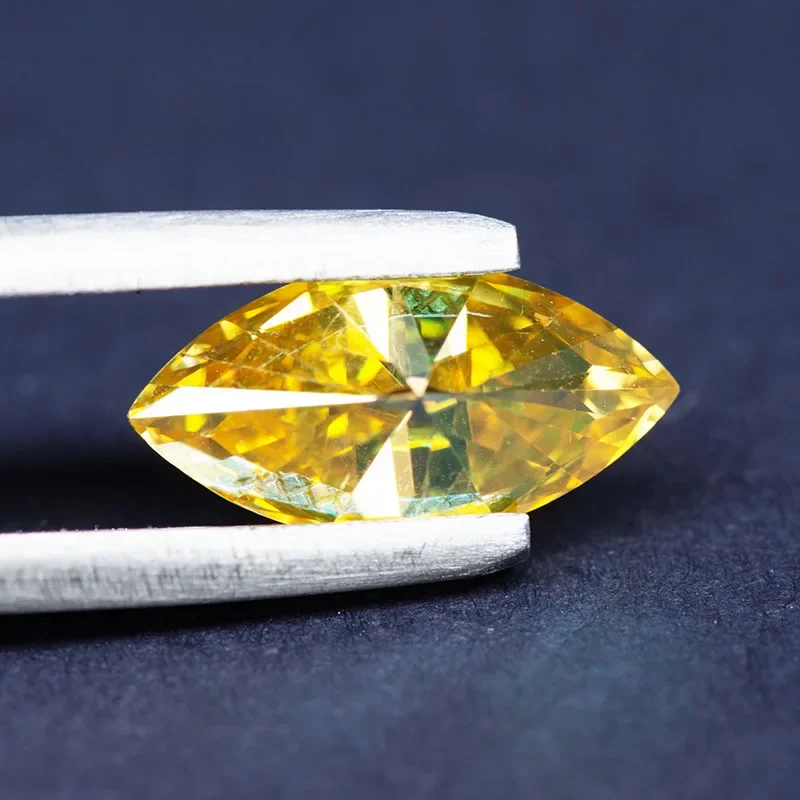 N-Moissanite حجر ذهبي أصفر اللون ماركيز قطع لصنع المجوهرات DIY حلقة قلادة أقراط المواد الرئيسية مع شهادة