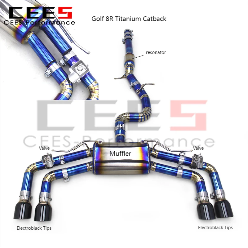 CEES Catback for VW GOLF R/MK8/8R 2.0T 2020-2024 Resonator Midpipe With OEM Factory Valve Base Tuning Engine Systems