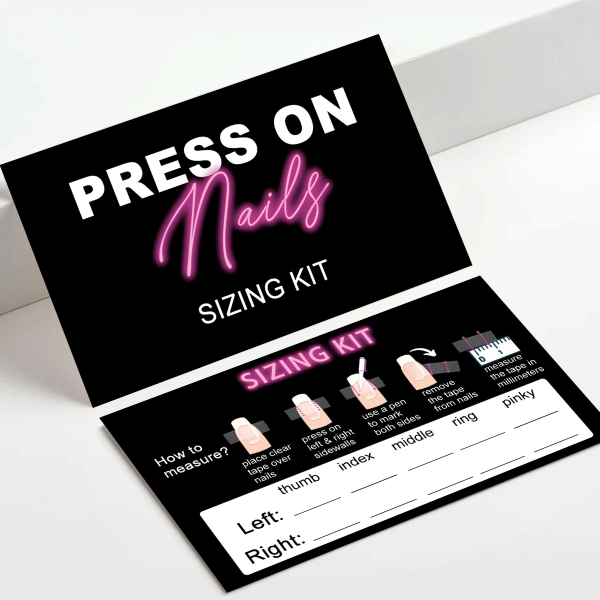 50Pcs Press On Nails Sizing Kit Card Business Card Customize Press-on Nails Size Record Card  Nails Accessoires Tools