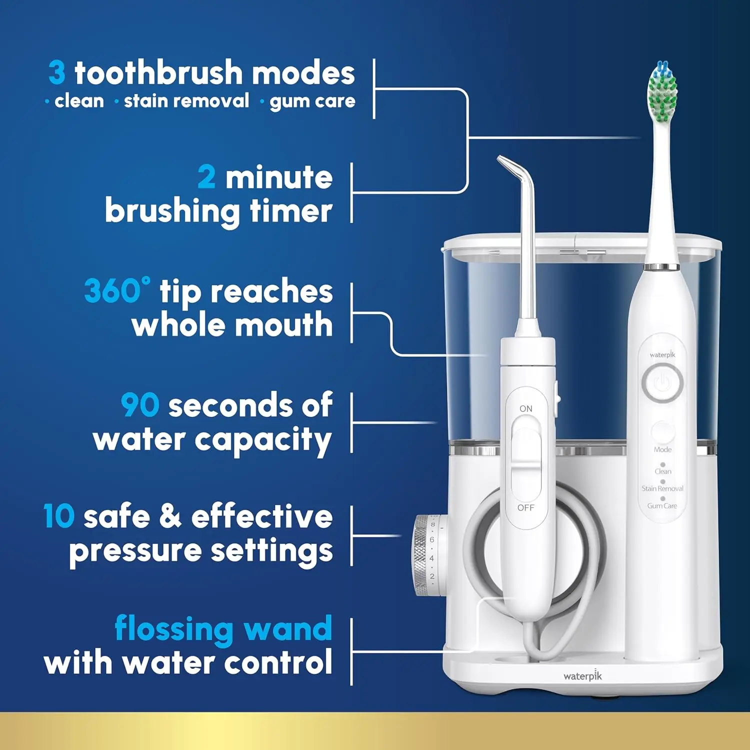 Complete Care Water Flosser and Rechargeable Electric Toothbrush and Water Flosser Combo Set, CC-04, White, Pa