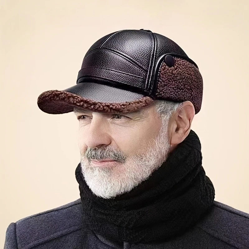 Winter Elderly People's Lei Feng Hats, Men's Winter Ear Protectors for Warmth, Elderly Duckbill Hats for Winter, Winter Hats