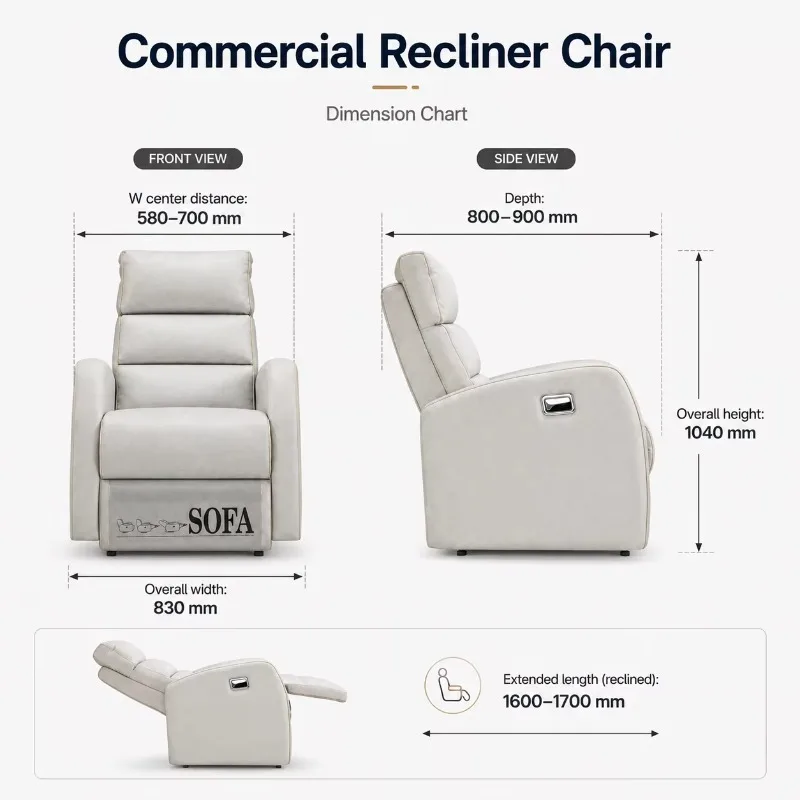 Hospital Recliner Sofa Chair with Cup Holder USB Charging Adjustable Backrest for Patient Care Waiting Room and Cinema Lounge