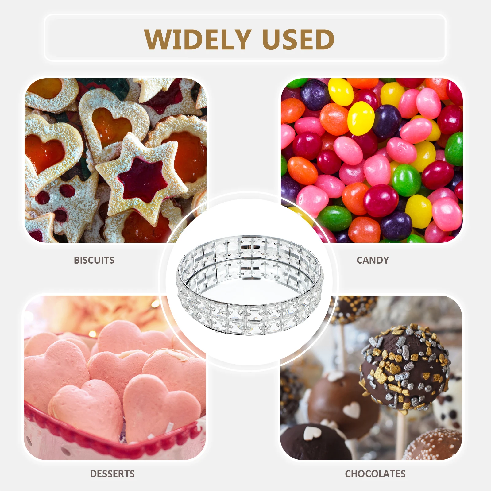 

Mirror Finish Round Tray Decorative Serving Platter for Food Display Candy Dessert Table Decoration Home Interior Accessory