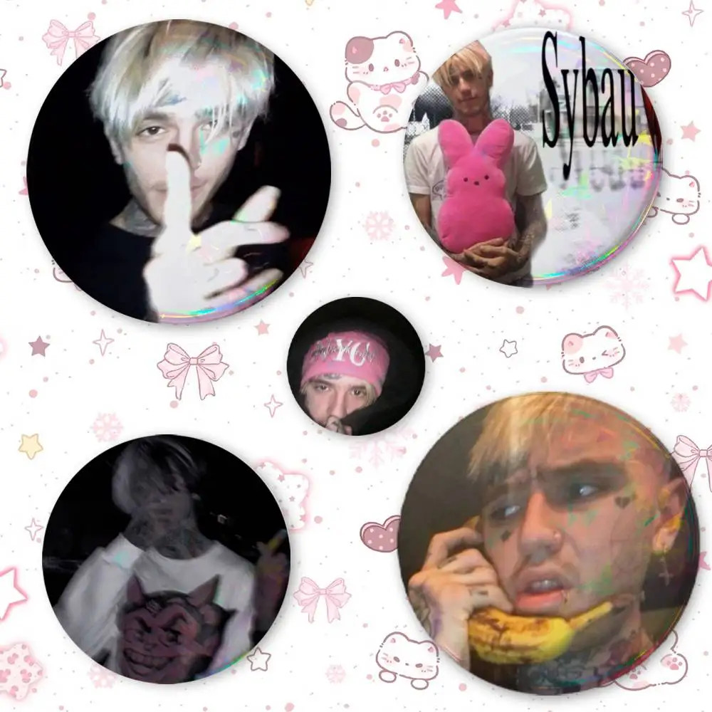 Lil Peep Creative Round Button Pins Badge Set Cartoon Anime Movie Music Pattern Brooches For Bags Jackets