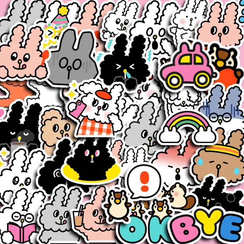 40 Stück flauschige Hasen-Cartoon-Aufkleber – süße Emoji-Aufkleber für Tagebücher und Wasserflaschen-Dekoration, AnimeWorlds Store