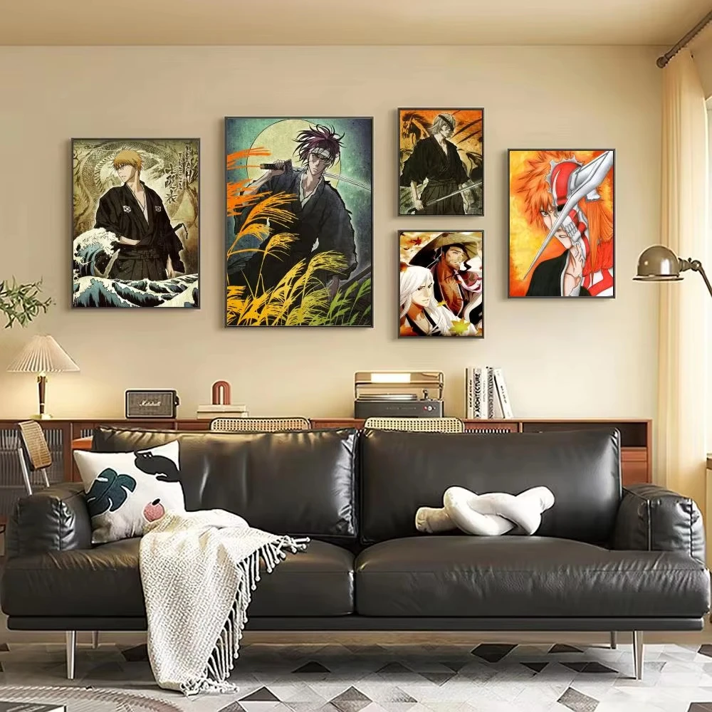 Bleach Anime Poster Retro Print Paper Waterproof High Quality Sticker Home Living Room Bar Wall Decoration