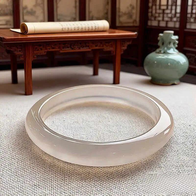 

Браслет из натурального агата для женщин, настоящий подарок, светло-шампанское золото, халцедон, высококачественный, прозрачный, как лед.