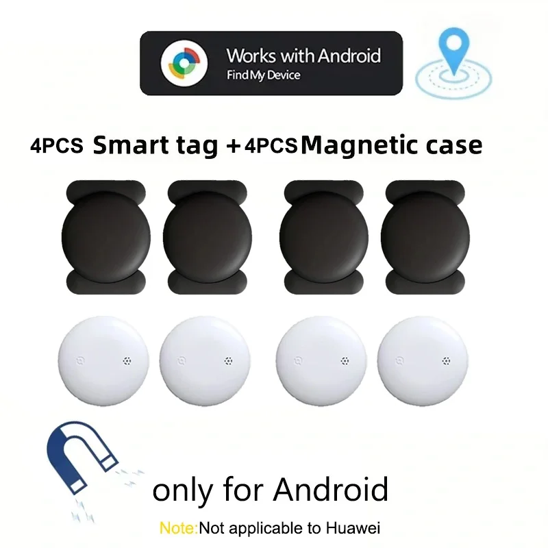 Air Tags-Android Smart Tag, Bluetooth Tracker met magnetische beschermhoes, werkt met Google's Find My Device-app voor fiets