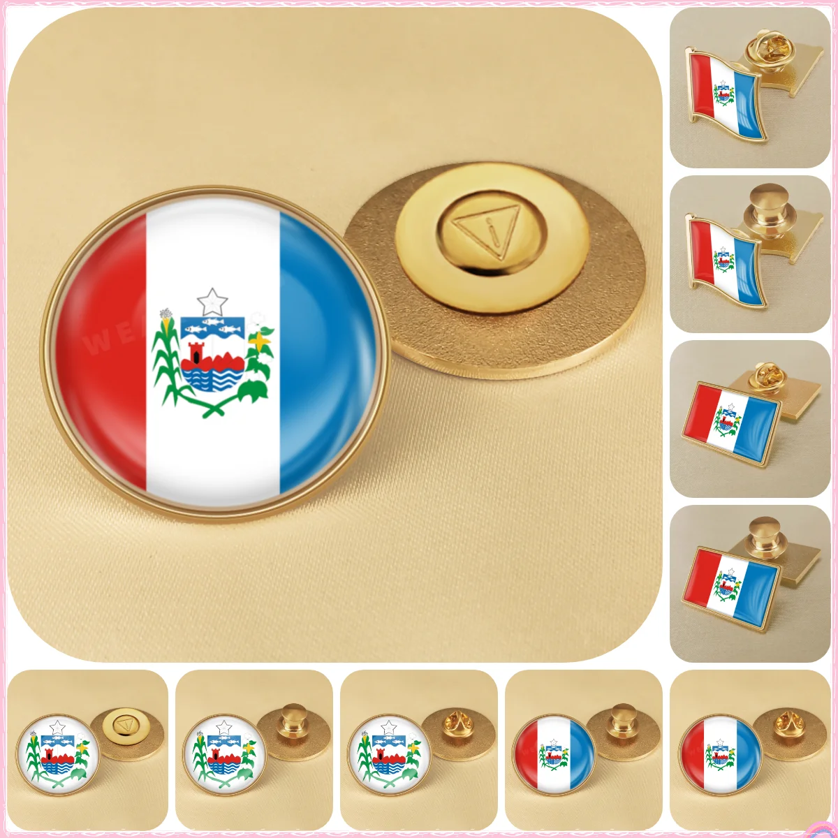 Bandeira do emblema nacional broches, emblemas, lapela alfinetes, Brasil, Alagoas