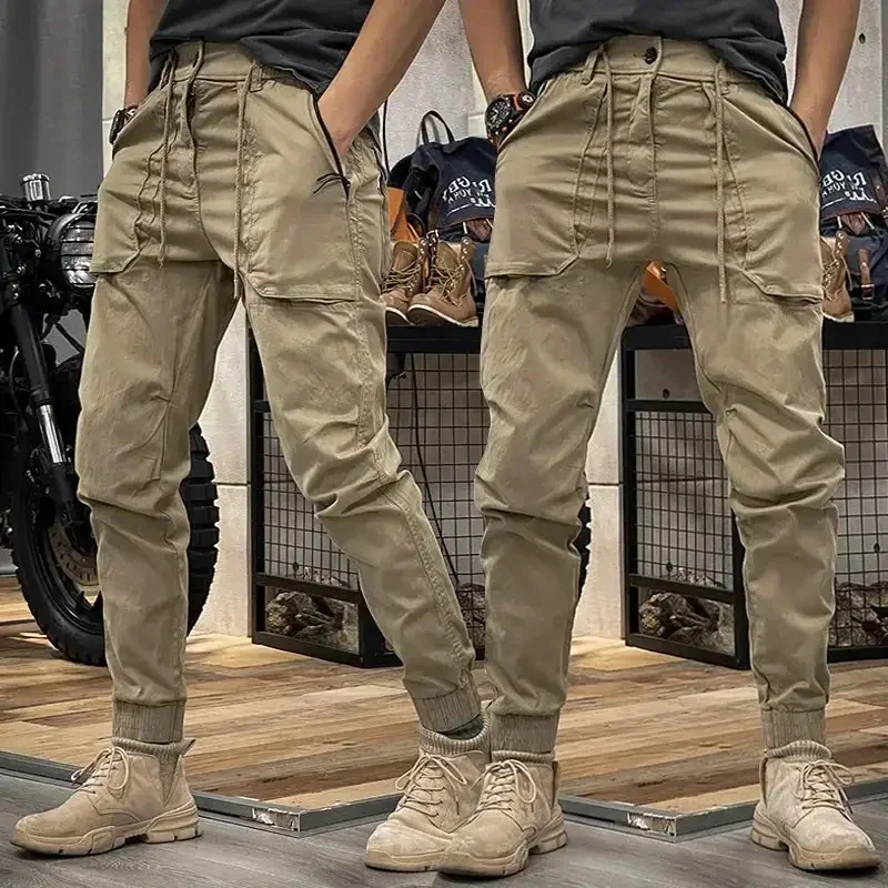 2023 SPRING MEN'S DISTRESSED SLIM FIT BIKER PANTS Hiking Cargo Pants Loose-fitting Street Trousers Streetwear Techwear Tactical