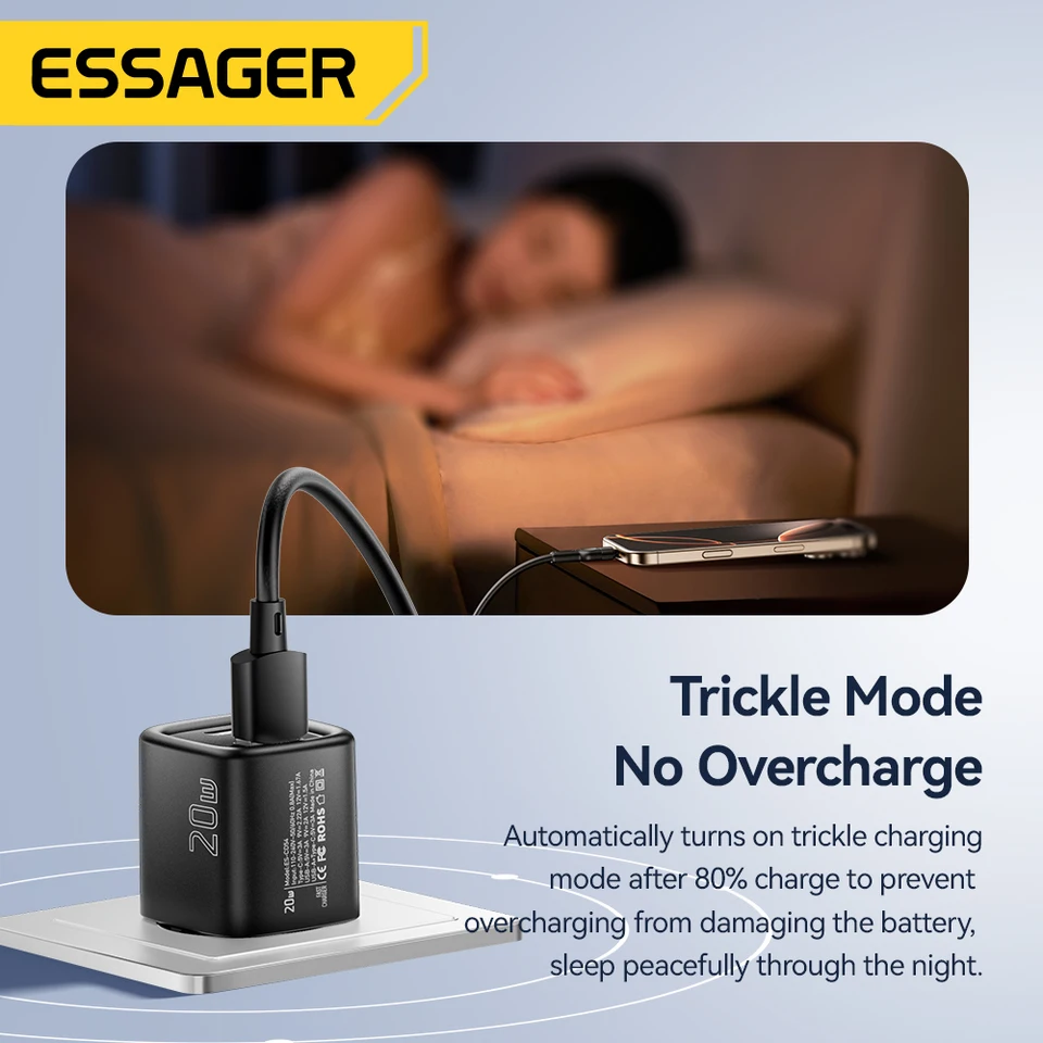 Essager 20W USB C Charger Portable Type C Charger Support PD Fast Charging For iPhone 16 15 14 13 12 11 Pro Max 8 Quick Charger, image 6