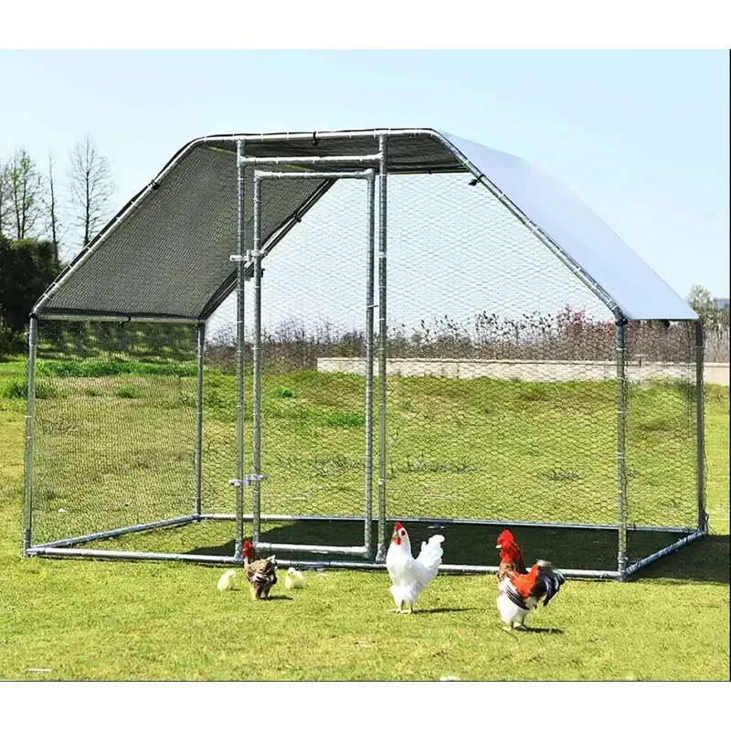 Bangke Hotsale Chicken Coop Galvanized Metal Hen House Large Rabbit Hutch Poultry Cage Pen Backyard with Cover