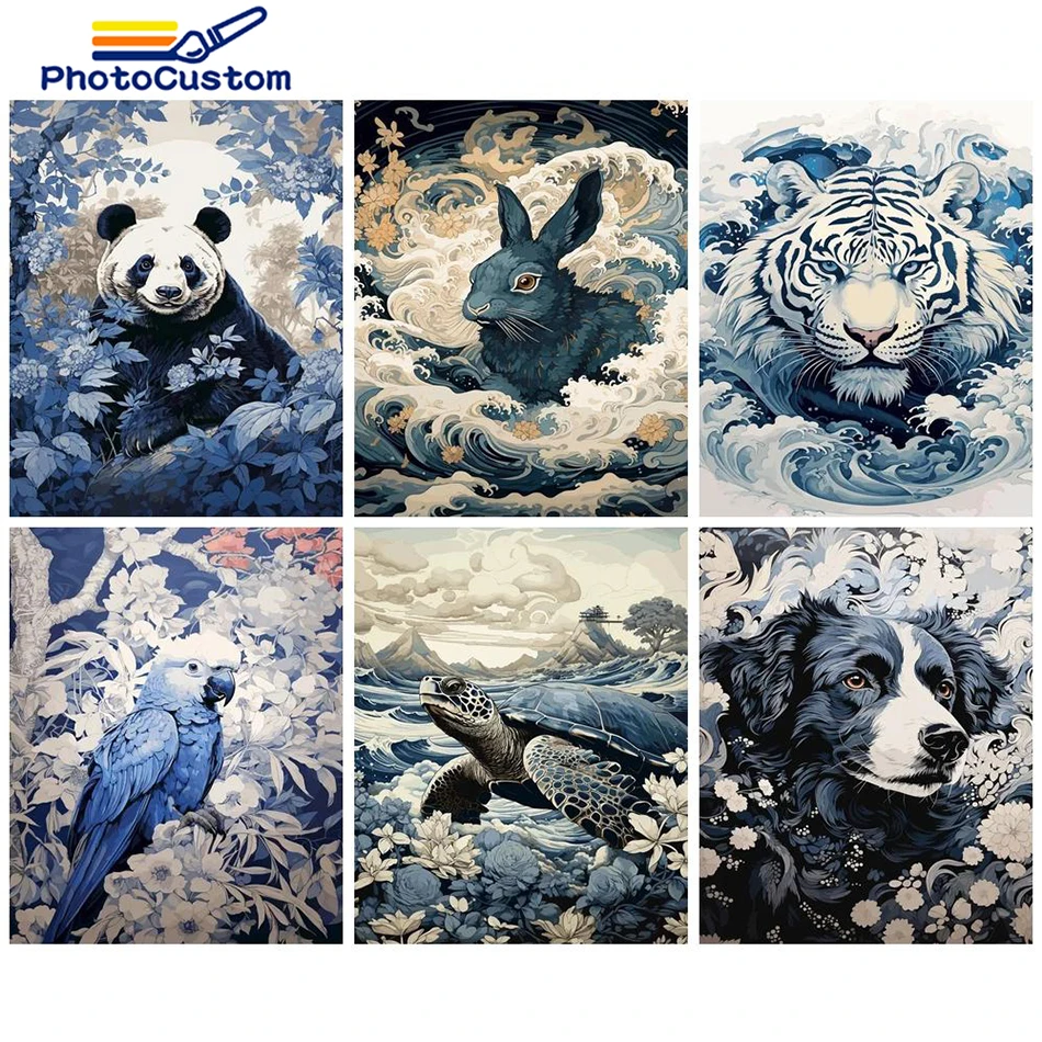 

PhotoCustom DIY Oil Painting Paint By Number Animal Kit Painting For Adults Diy Craft For Home Wall Decor Gift Coloring By Numbe