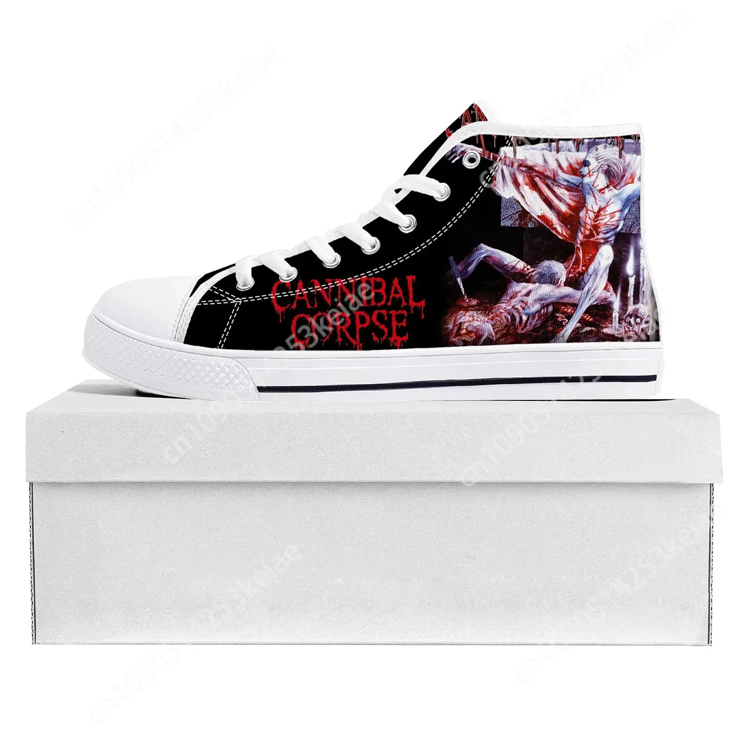 Cannibal Corpse High Top Sneakers Mens Womens Teenager Canvas High Quality Death Metal Sneaker Casual Custom Made Shoes White