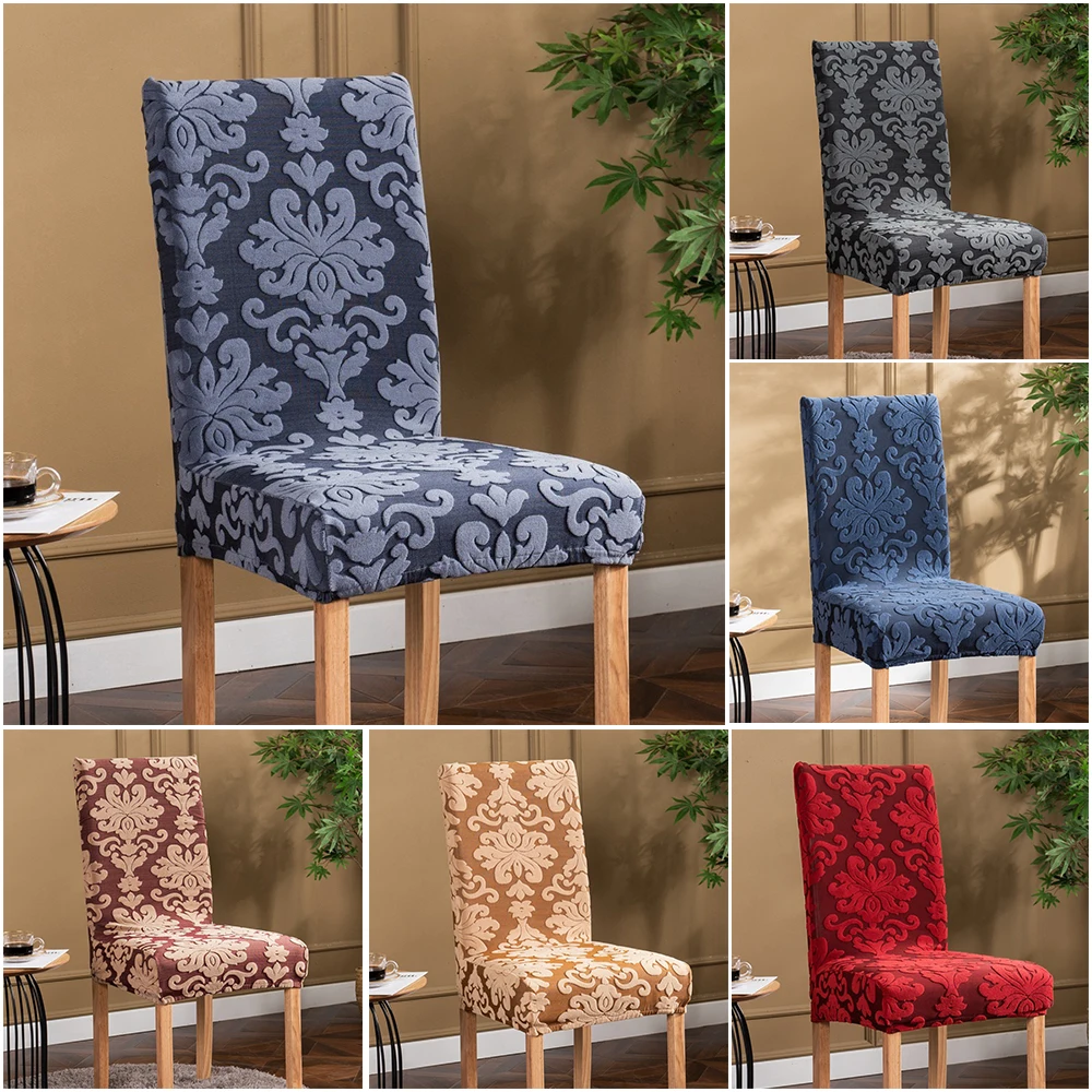 

1Pc Elastic Chair Cover Stretch Jacquard Chair Cove Thickened and Light Luxury Jacquard for Dining Room Kitchen Hotel One Piece