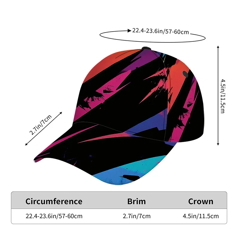 1pc Colorful Abstract Shapes Print Classic Baseball Cap, Adjustable Design Unisex Versatile Chic Perfect for Daily Commute