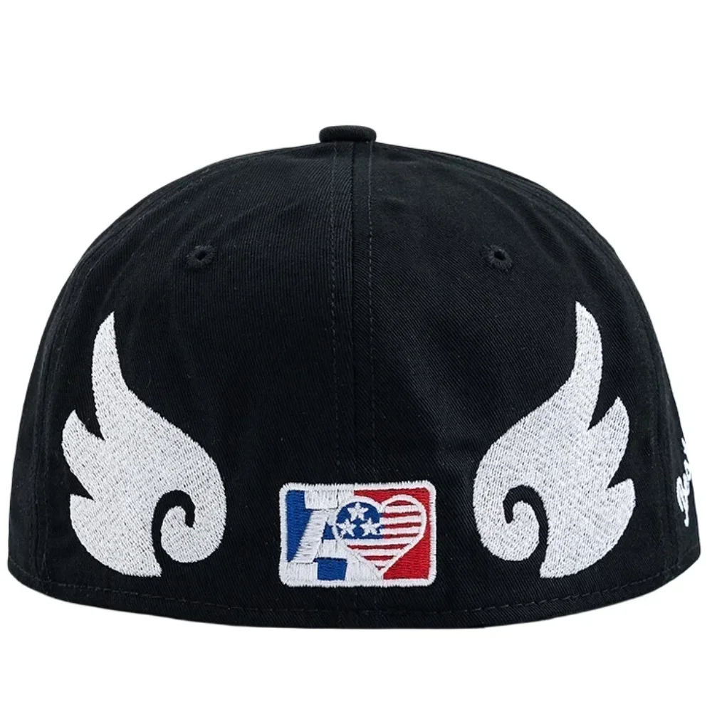 Heißer Verkauf: Unisex Flat-Bill-Snapback-Cap mit NA-Buchstaben und Flügel-Stickerei – Lässige Outdoor-Trend-Baseballkappe für Herren und Damen – Detail 12