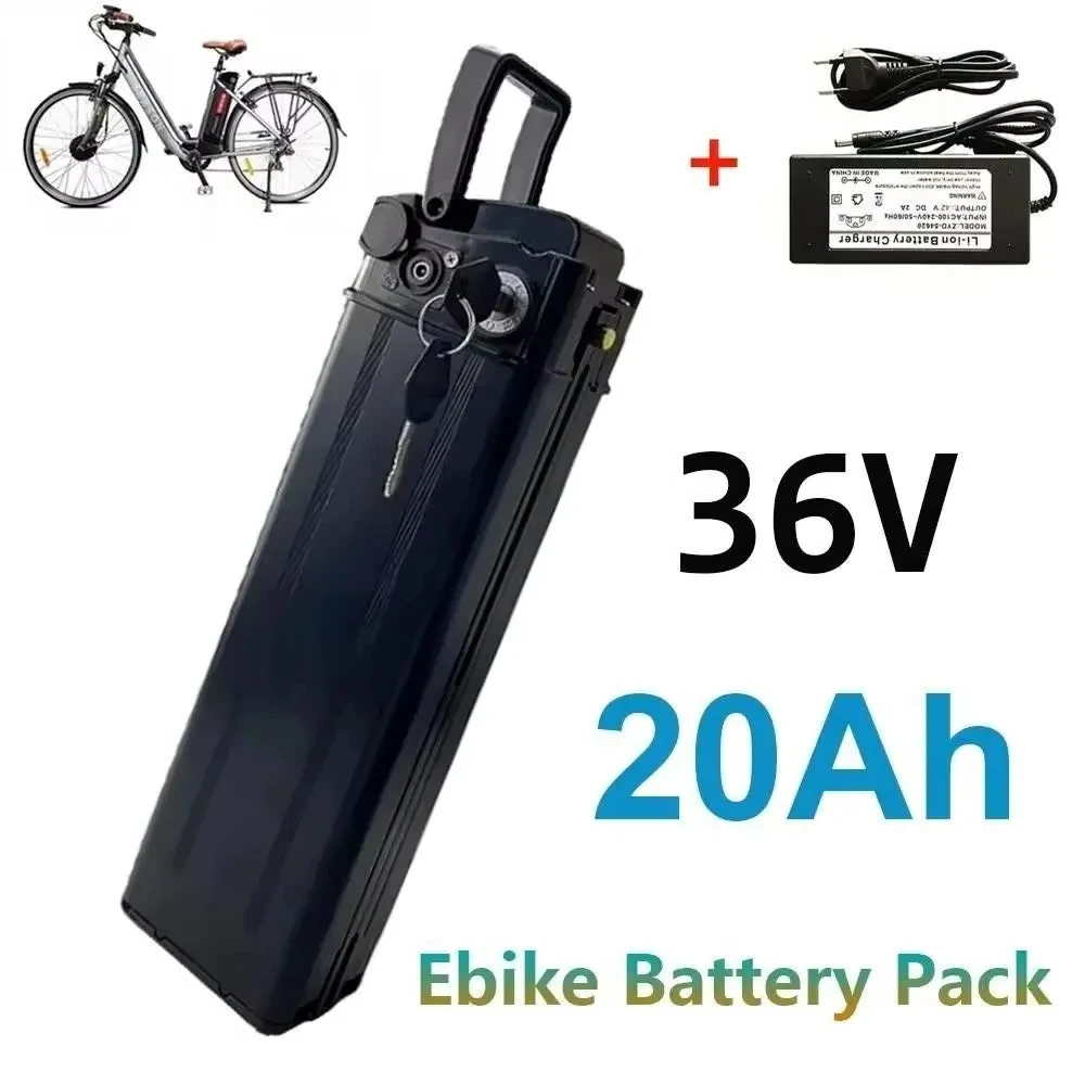 

Silver Fish Battery 36V 20ah 20000mAh 18650 Lithium Ion Battery For 250W 350W 500W 1000W Motor With charger
