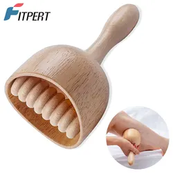 1PCS Wood Therapy Swedish Massage Cup with Roller, Handheld Wooden Massage Cup, Wood Cupping Therapy Massage Tool,Anti-Cellulite