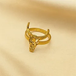 2024 New fashion bull head pendant animal cowboy ring women's men's stainless steel Mexican bull jewelry