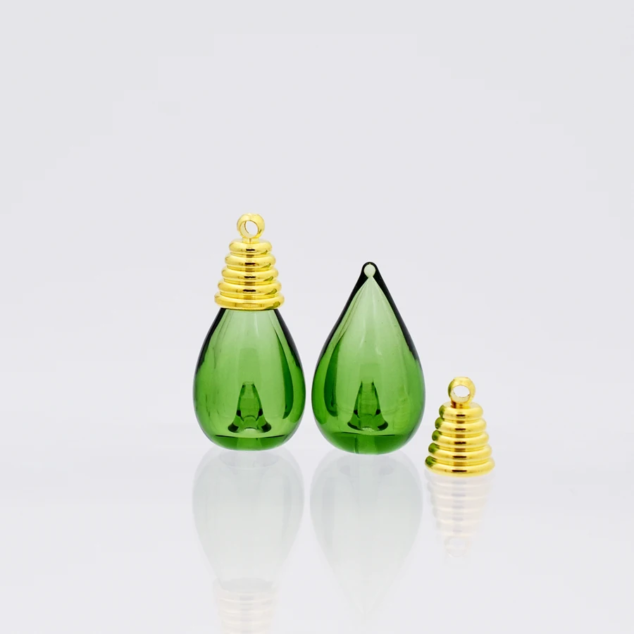 2pieces SNASAN Drop Colored Glass Bottle Necklace Pendant Earrings Charms Diffuser Perfume Refillable Jewelry Making Materials
