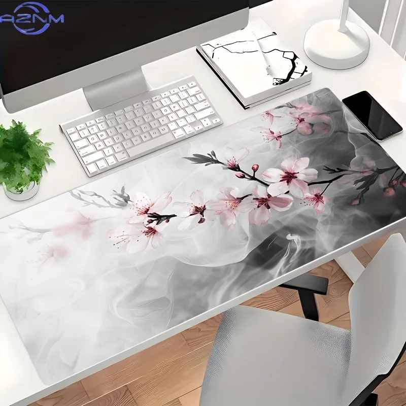 A Large Powder Pink Gaming Mouse Pad, Extra-Long Desk Mat,Office Game Table Mats Rubber Anti-slip Mousepads Small Decor Desk Pad