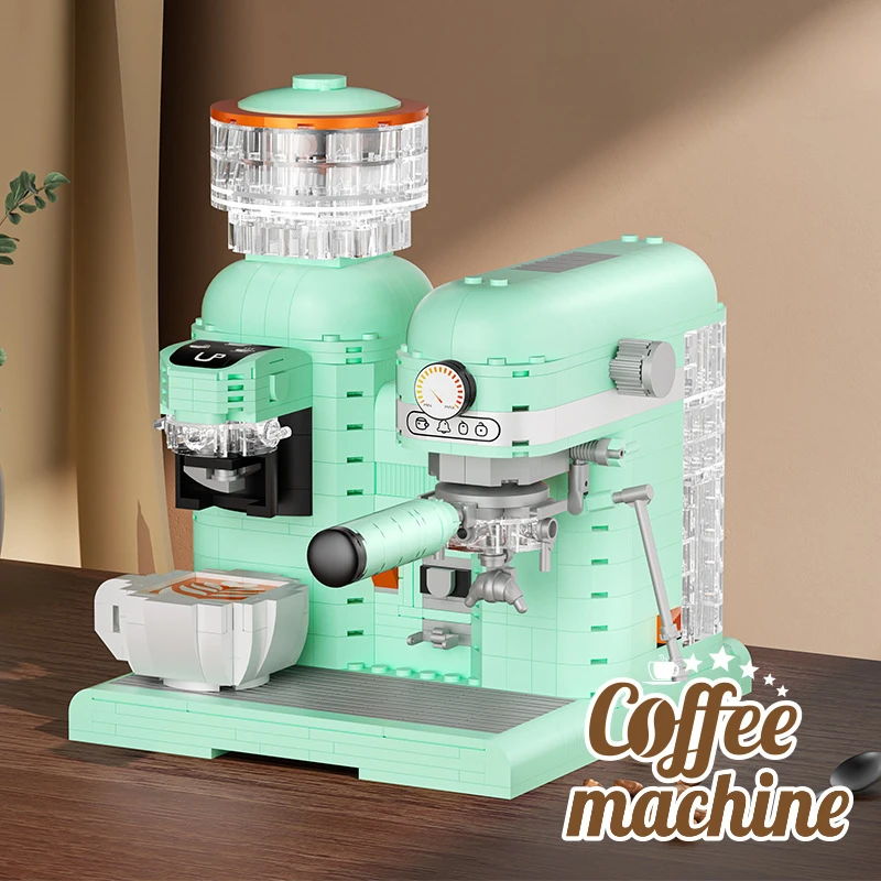 Adult-Geared Coffee Maker & Grinder Building Set Creative Holiday Gift with Entertainment Design and Precision Craftsmanship