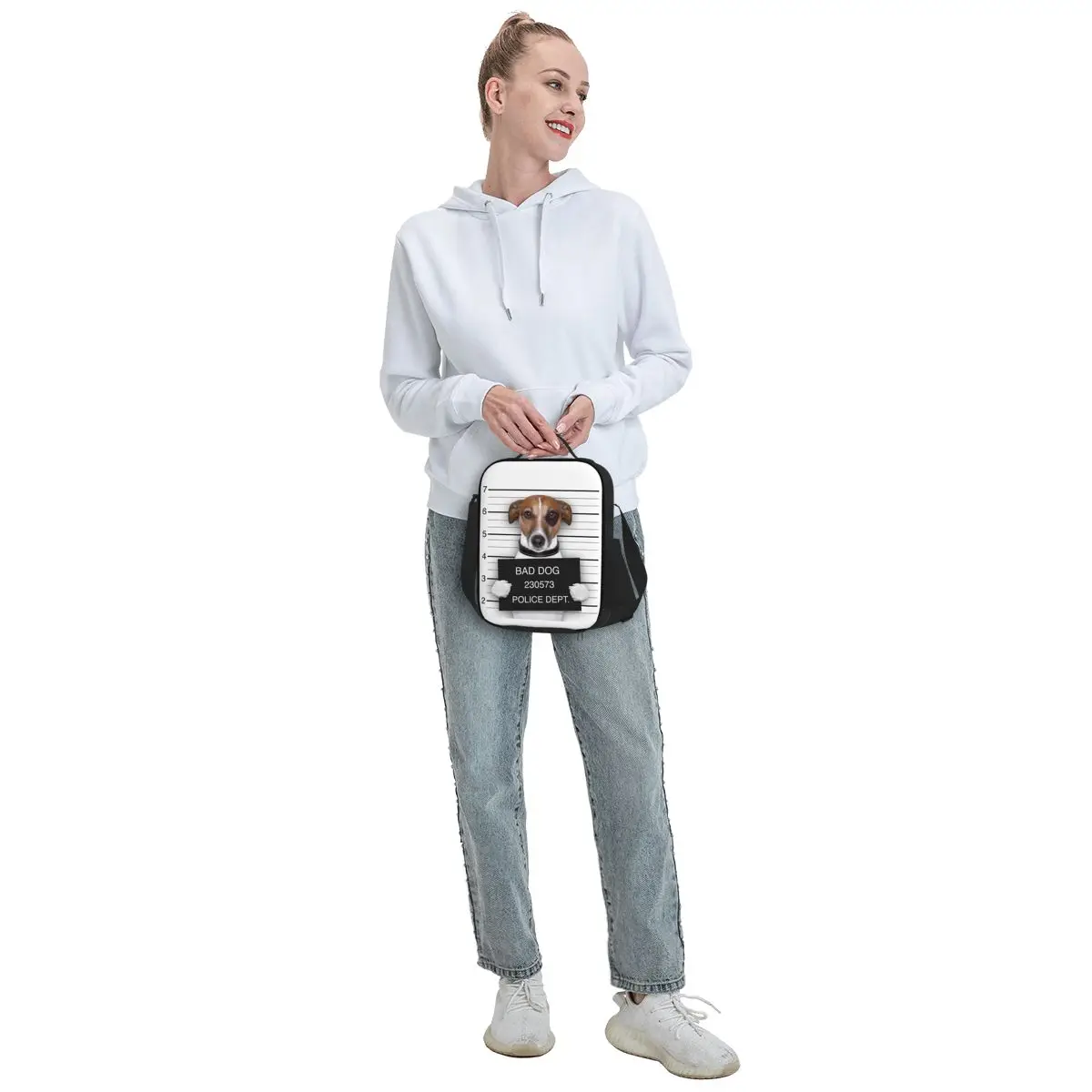 Custom Grappige Slechte Hond Jack Russell Terriër Lunchtas Mannen Vrouwen Warme Koeler Geïsoleerde Lunchbox Voor Studentenschool