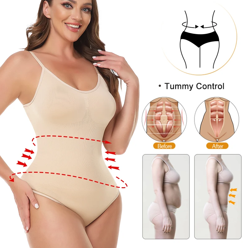 Camisole Bodysuit for Women Tummy Control Slimming Shapewear Butt Lifter Seamless Sculpting Thong Body Shaper Tank Tops Corset