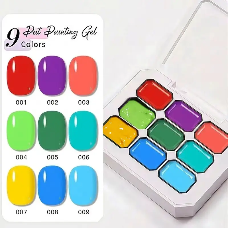 Y2K INS Nine Grid Fluorescent Pat Gel Transfer Gel Rainbow Bright Colors High Saturation UV&LED Nail Polish Gel Salon DIY